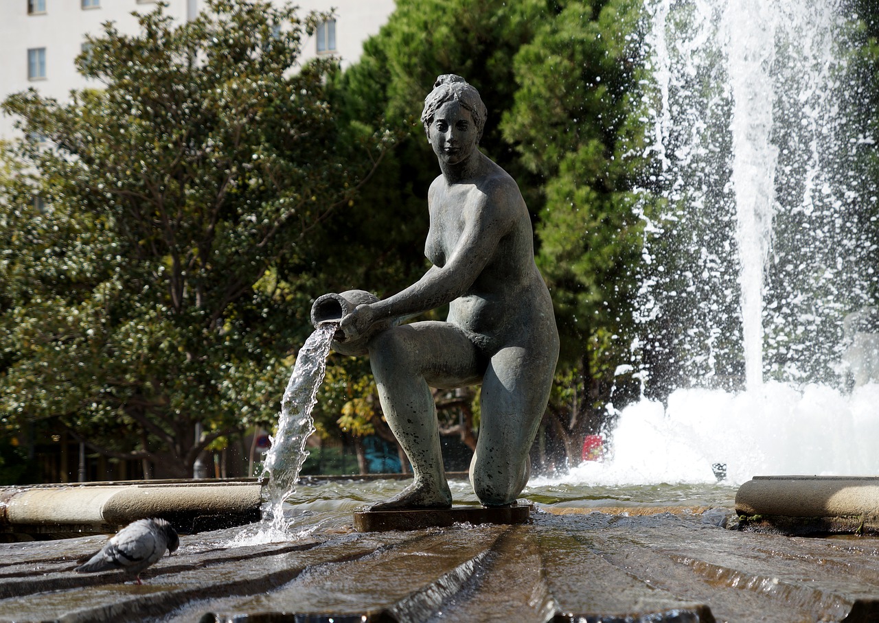 Image - fountain woman water jet spray