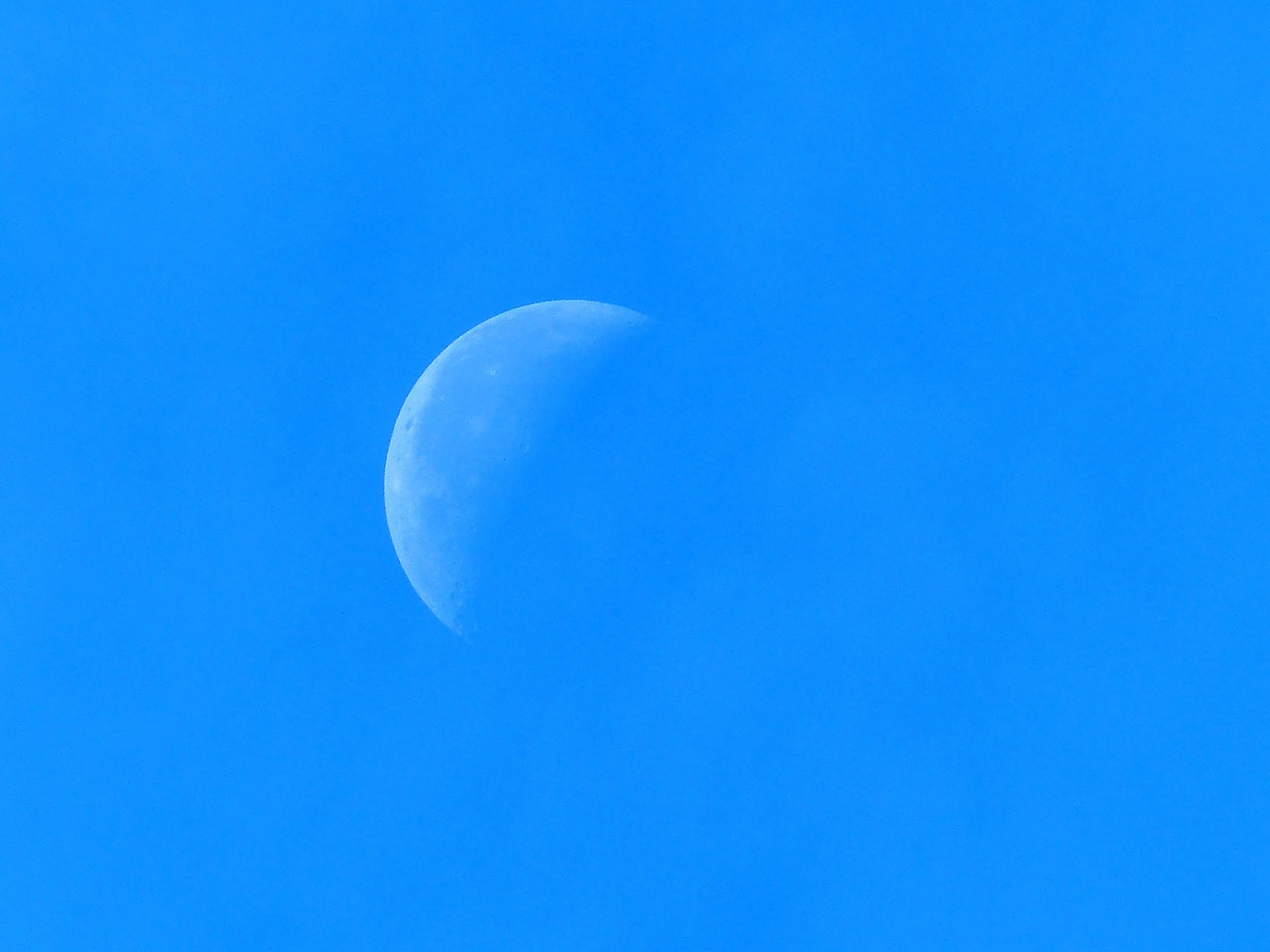 Image - half moon sky blue clouds