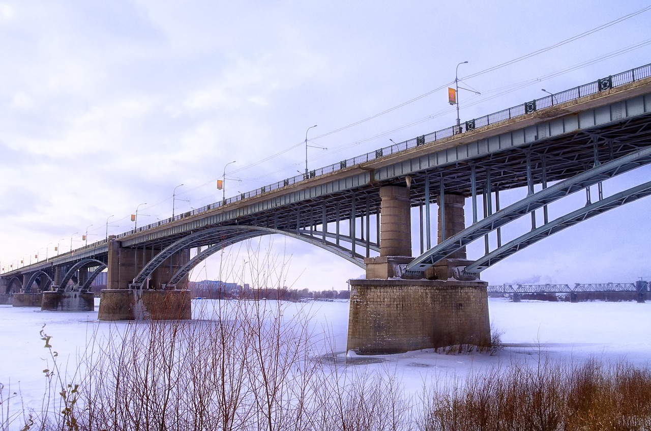 Image - bridge ice russia winter river