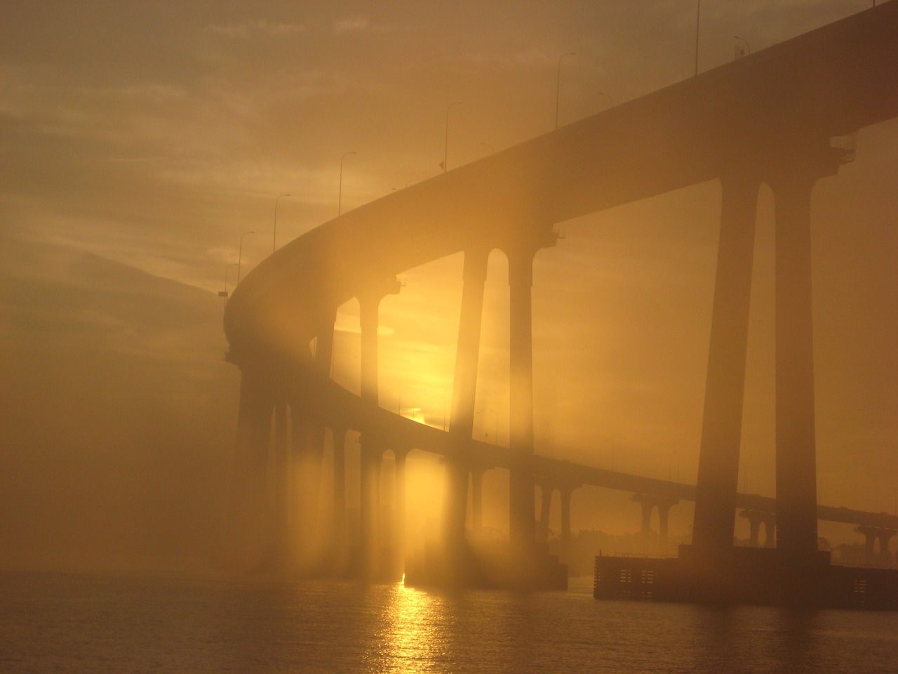 Image - coronado bridge sunset fog coronado