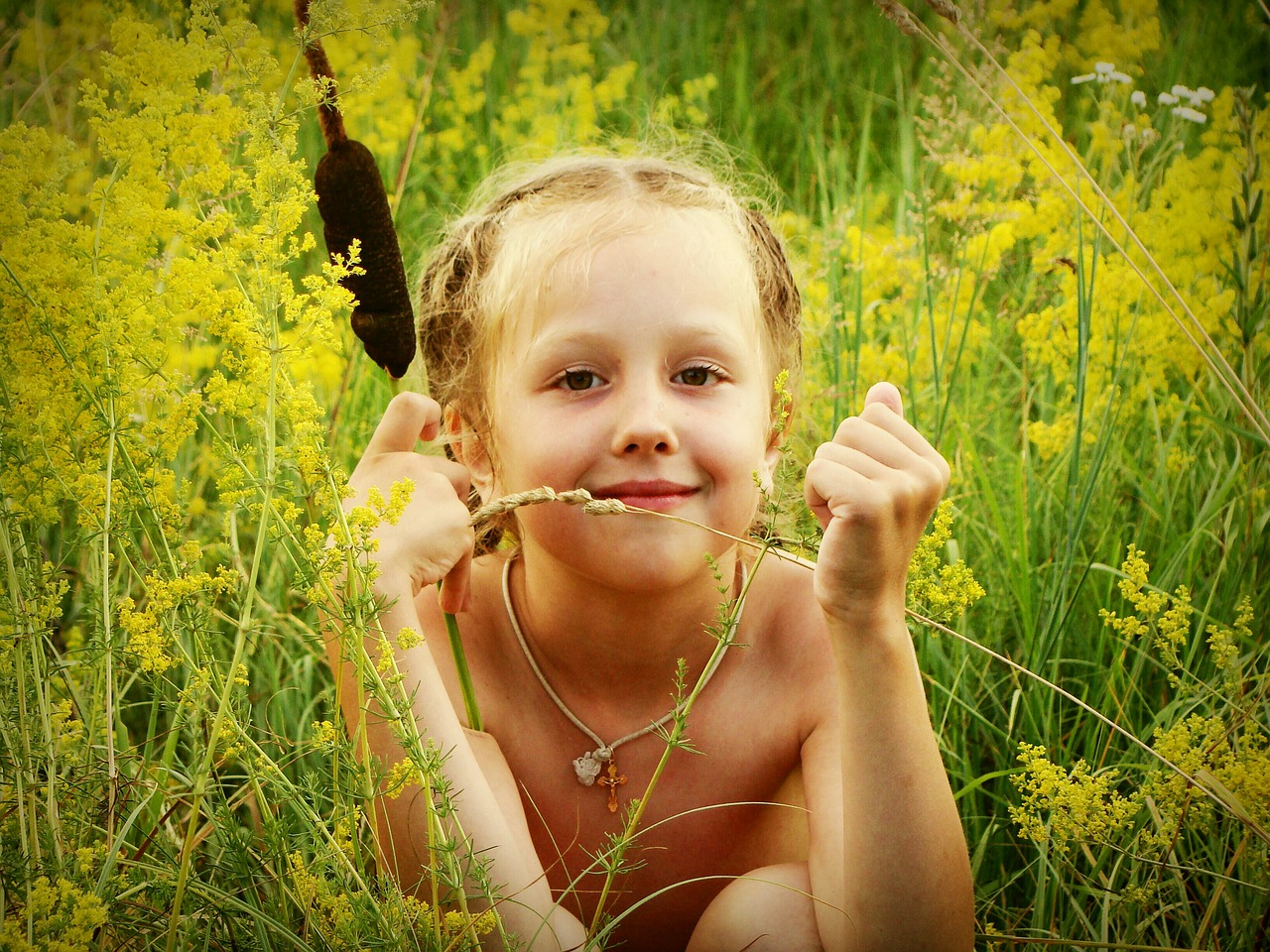 Image - baby girl grass flowers kashka