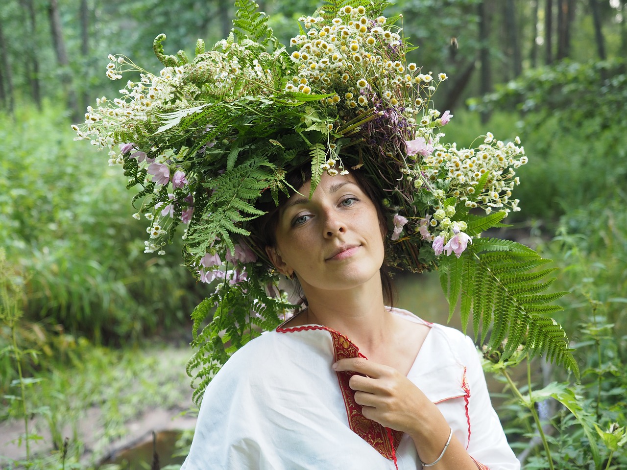 Image - girl forest model flowers portrait