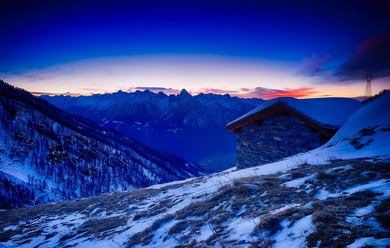 Image - italy mountains sunset snow winter