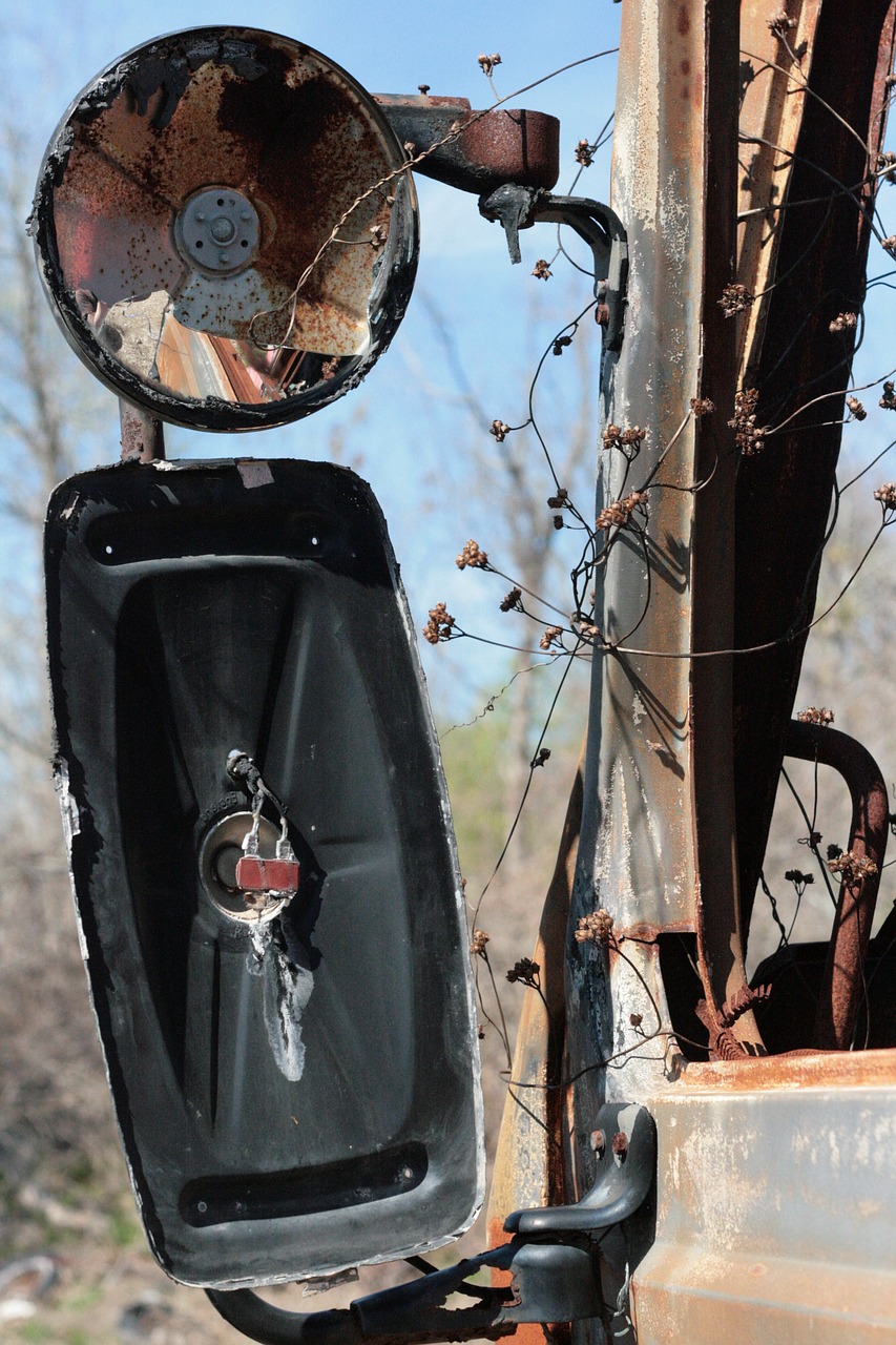 Image - mirror truck broken junk yard
