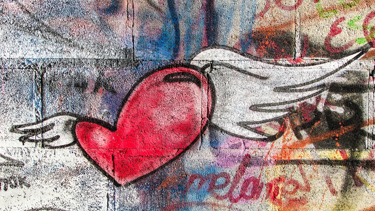 Image - heart flying love romance graffiti