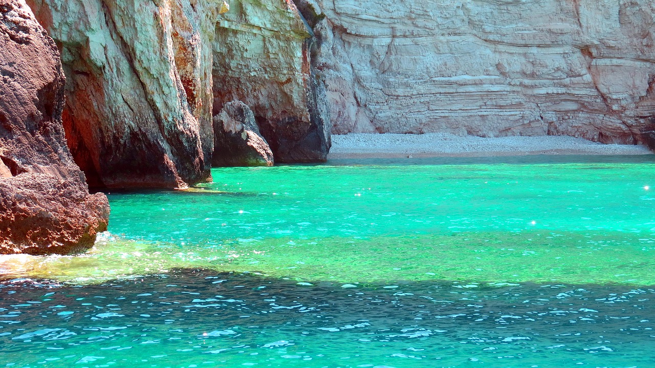 Image - rock sea colors water blue