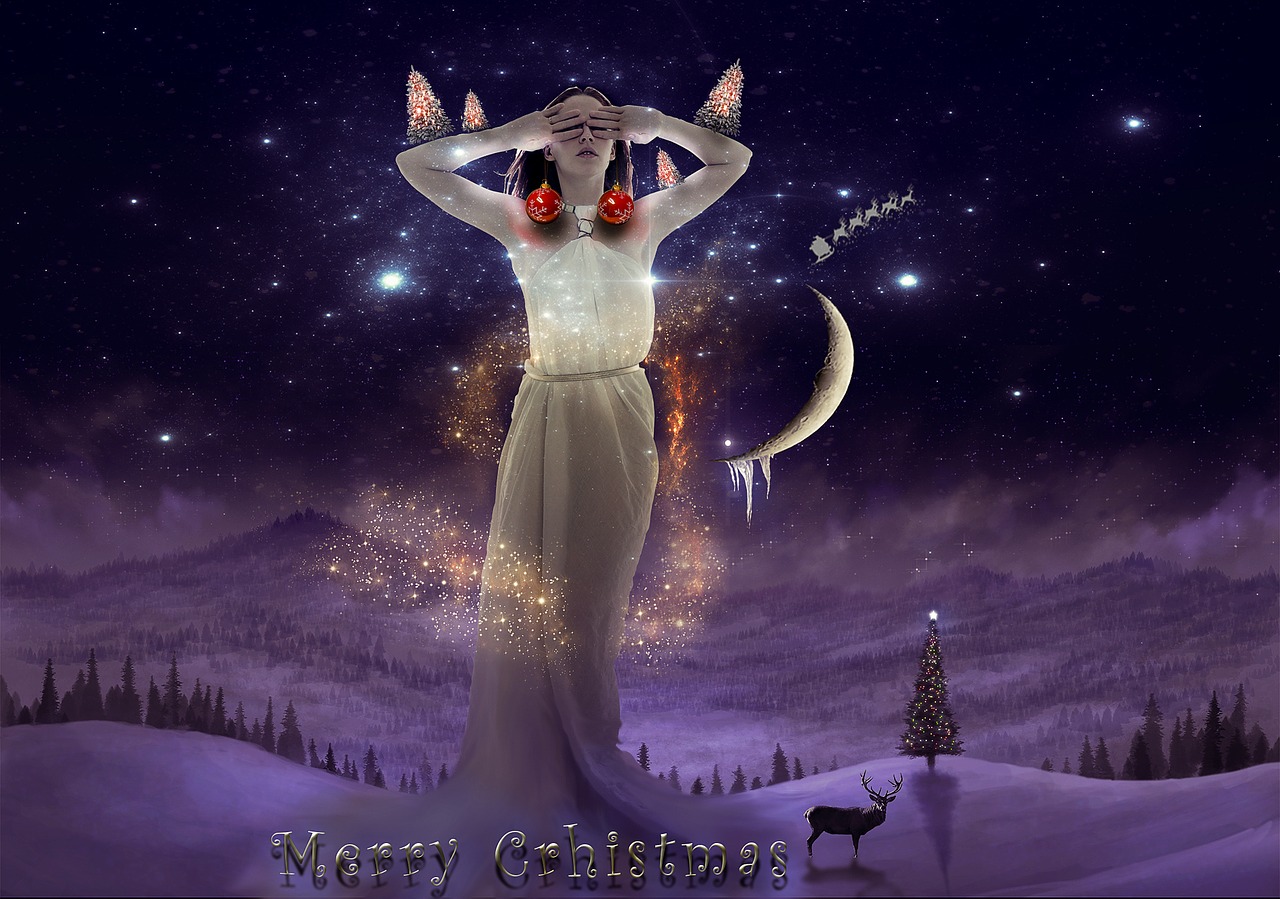 Image - christmas photoshop evening moon