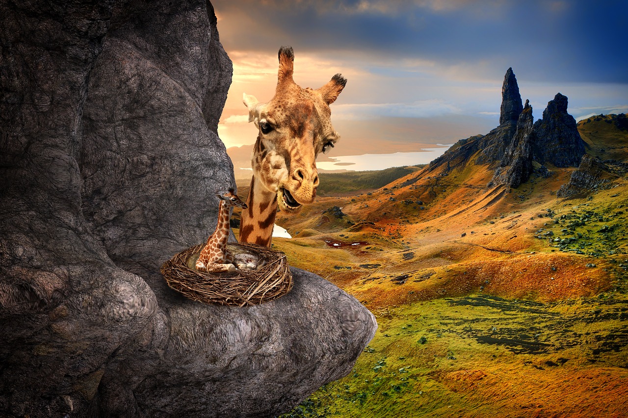 Image - surreal fantasy giraffes landscape