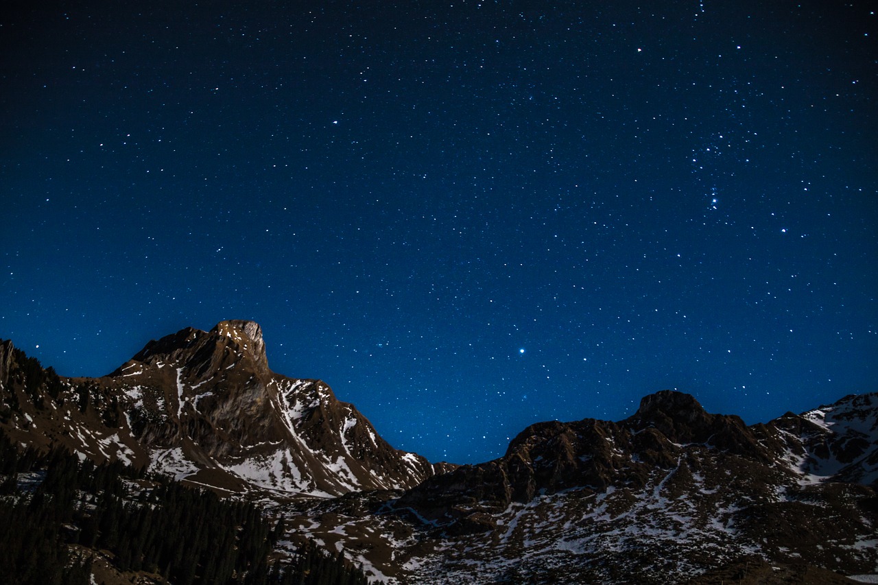 Image - starry sky star mountains