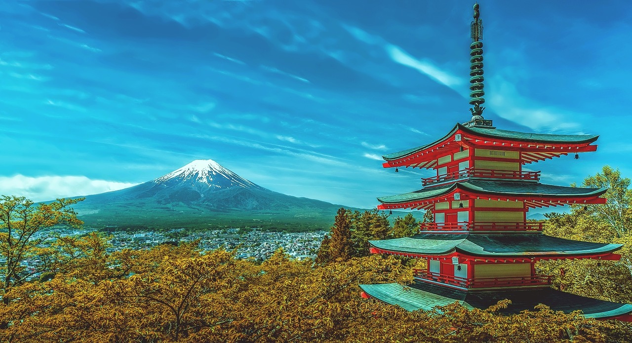 Image - japan pagoda fuji volcano