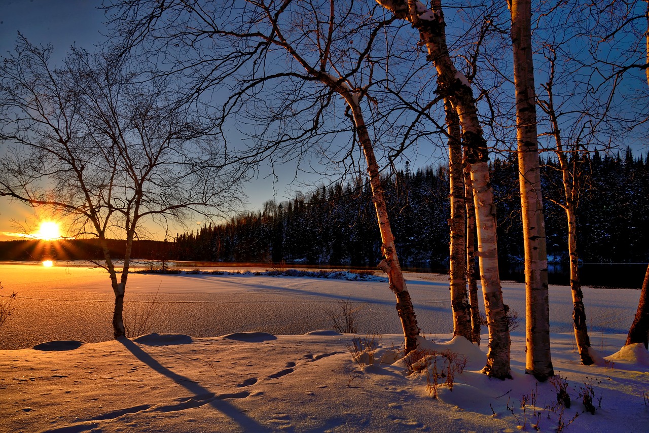 Image - sunset winter landscape twilight