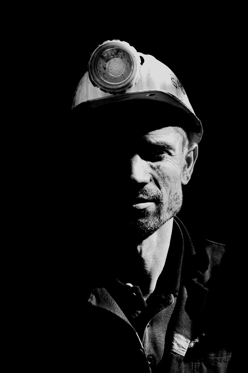 Image - miner portrait black and white coal