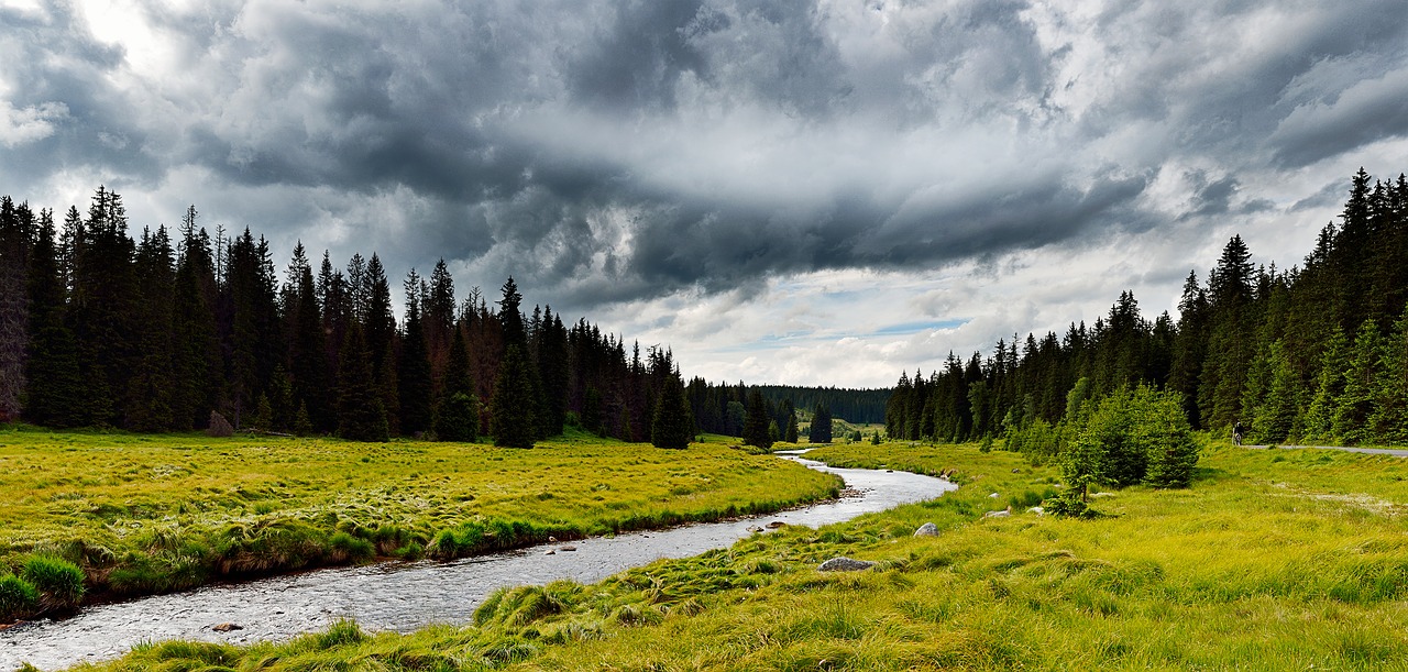 Image - šumava nature stream bay clouds