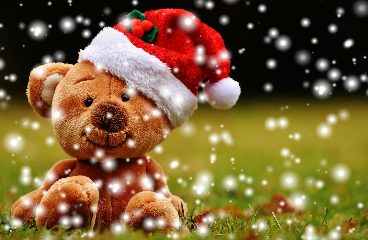Image - christmas teddy soft toy santa hat