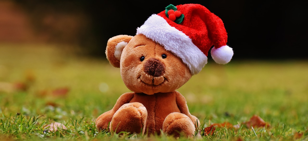 Image - christmas teddy soft toy santa hat