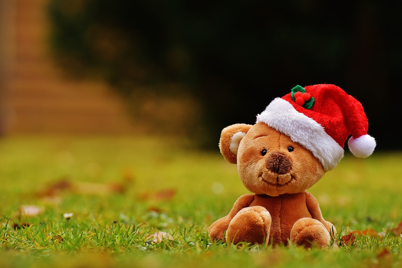 Image - christmas teddy soft toy santa hat