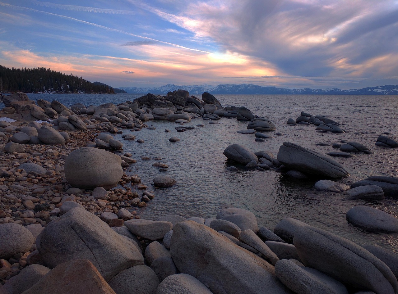 Image - dusk lake nature water california