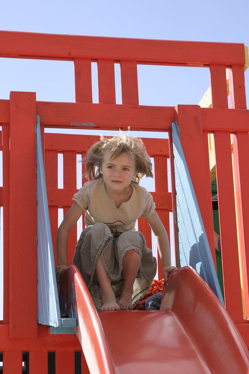 Image - child playground summer girl slide