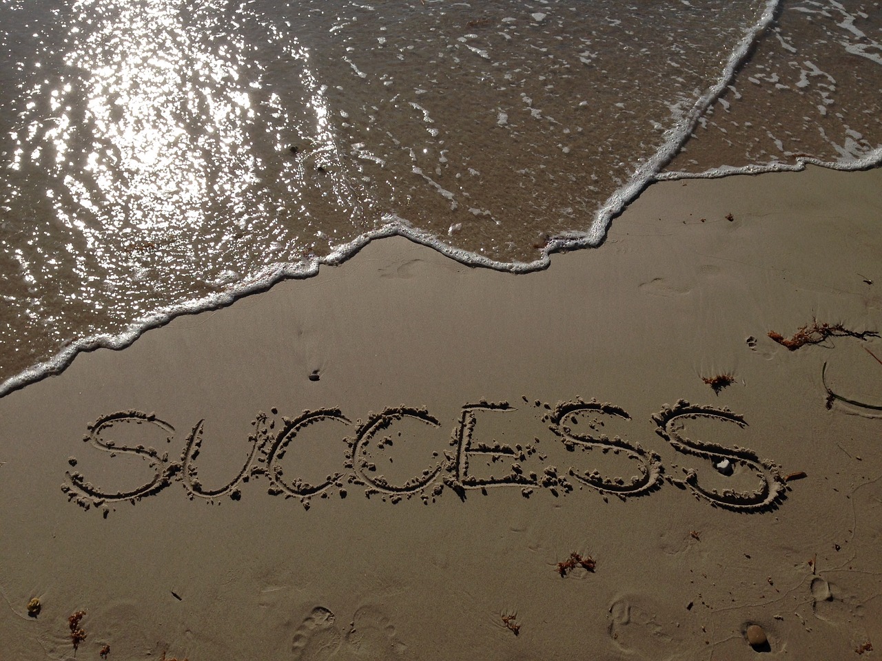 Image - success sand sea beach writing