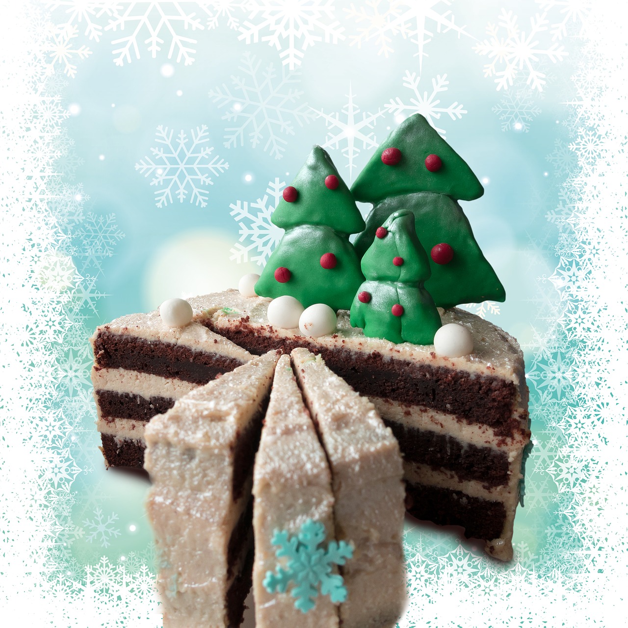 Image - cake christmas winter fir snow