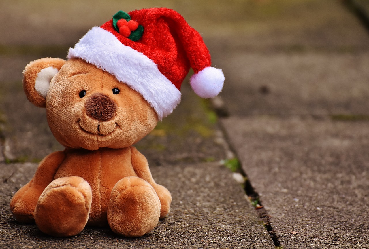 Image - christmas teddy soft toy santa hat