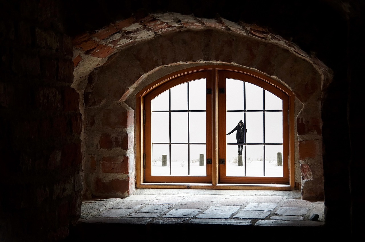 Image - woman attic snow window winter