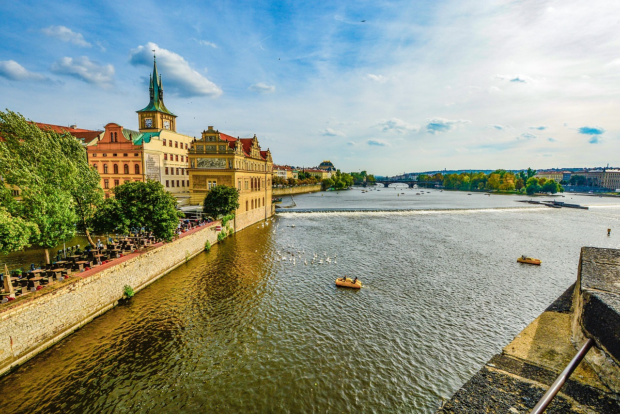 Image - prague river boats sky paddleboat