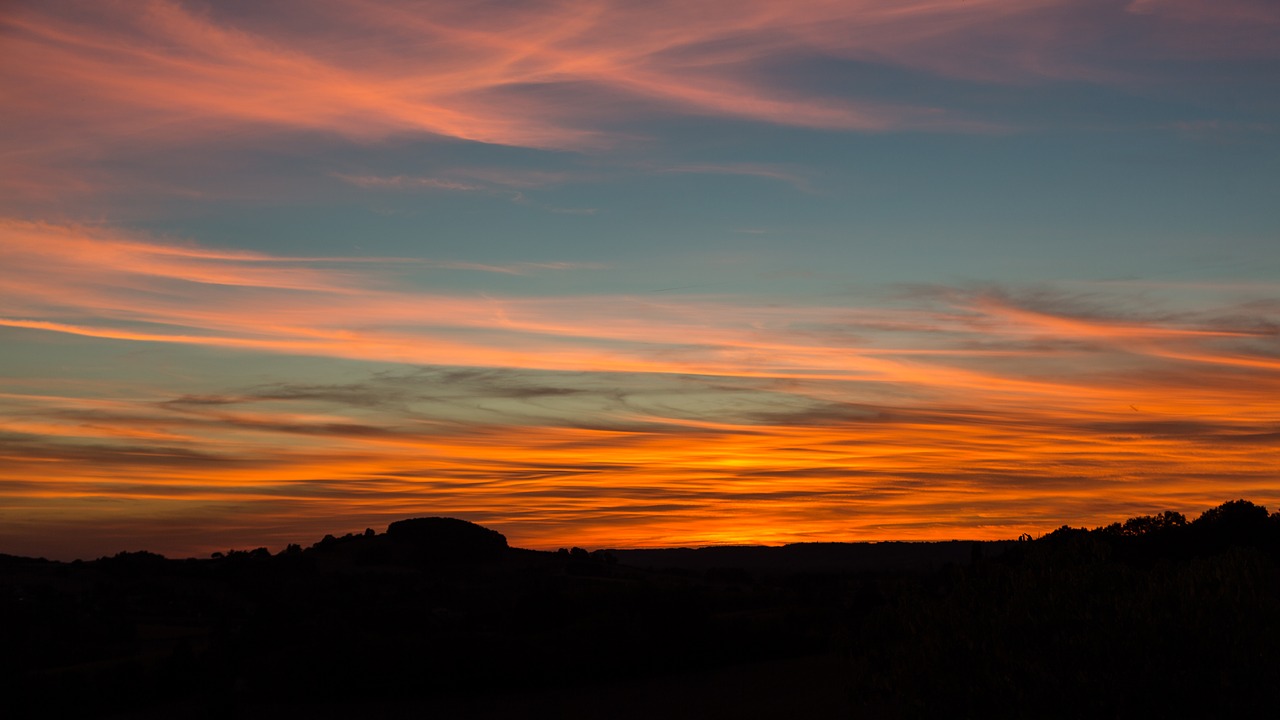 Image - sunset orange blue sky nature sun