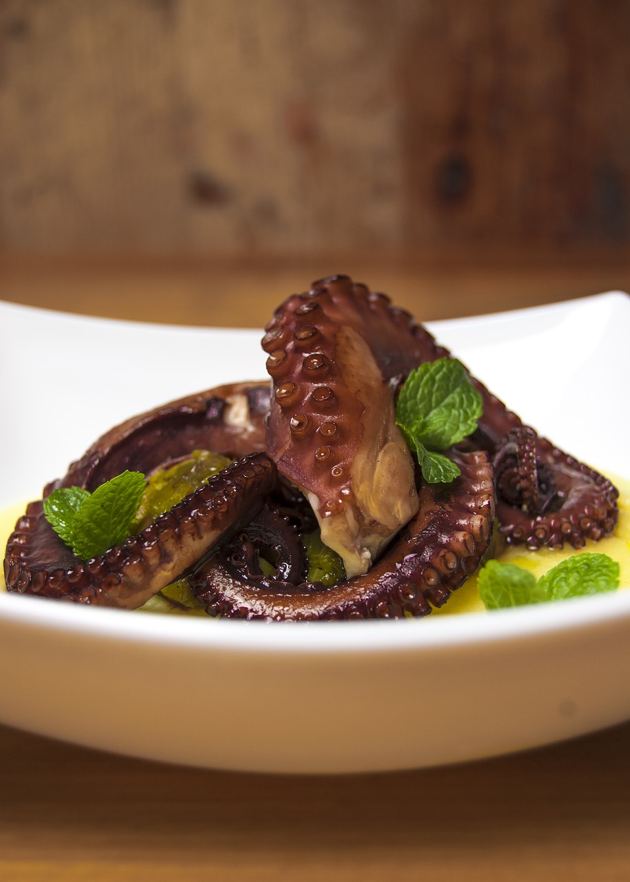 Image - octopus fish mint tentacles dish