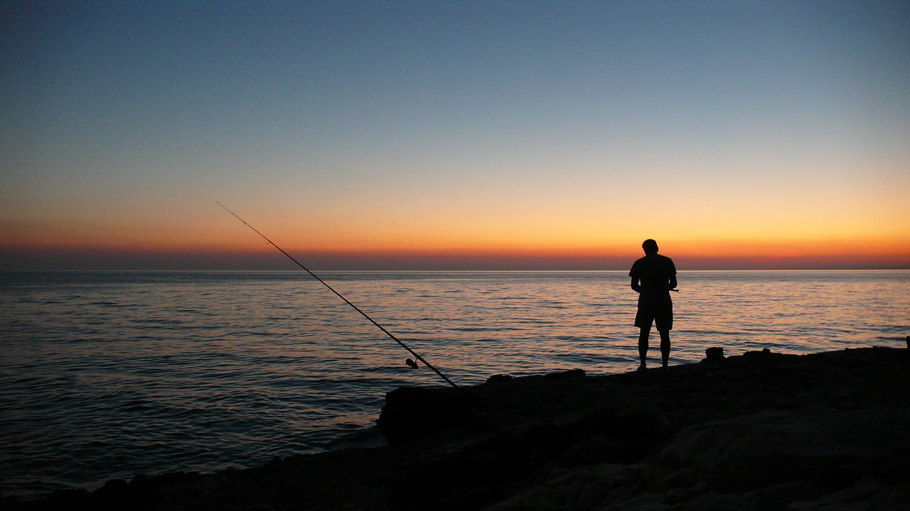 Image - sunset sea angler sun