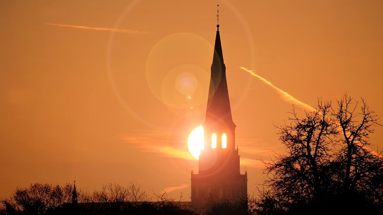 Image - landscape sunrise steeple