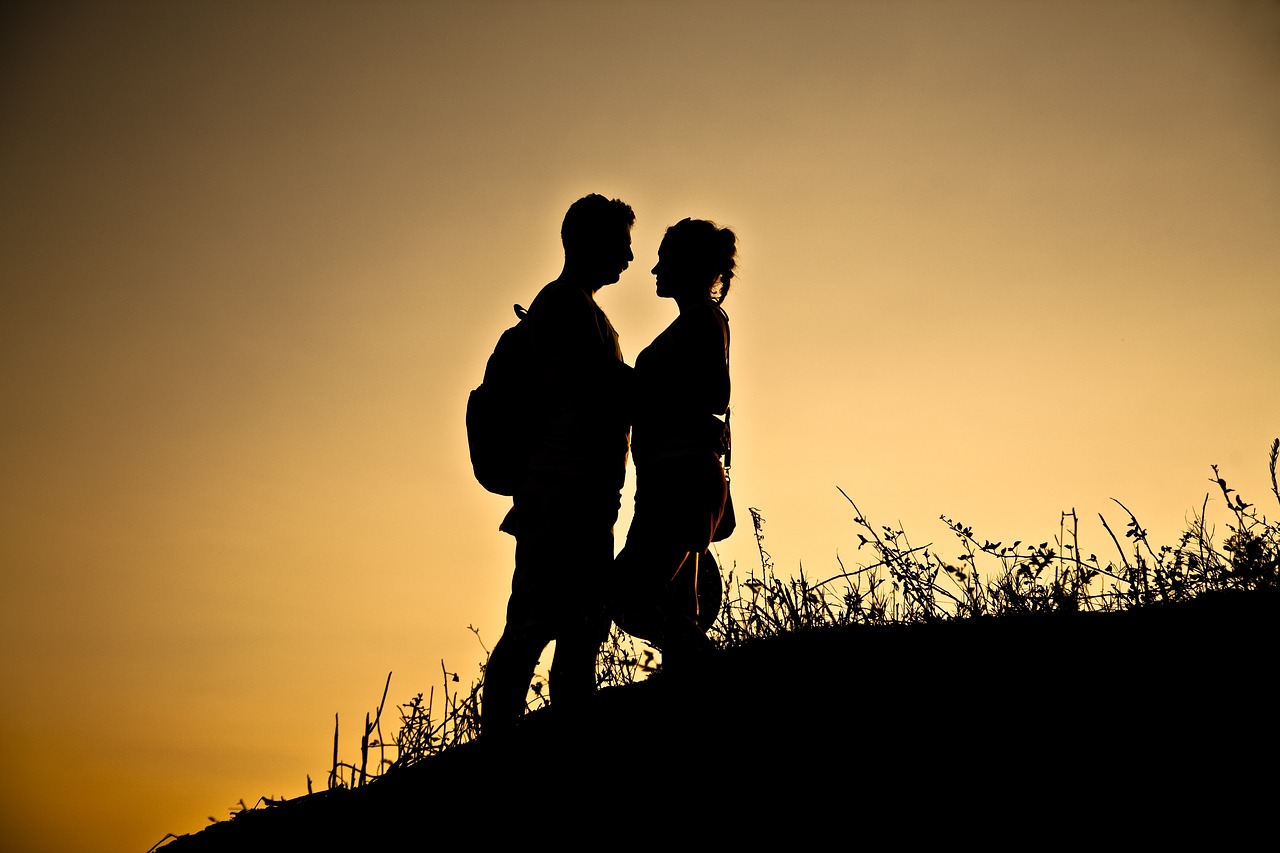 Image - silhouette love sunset landscape