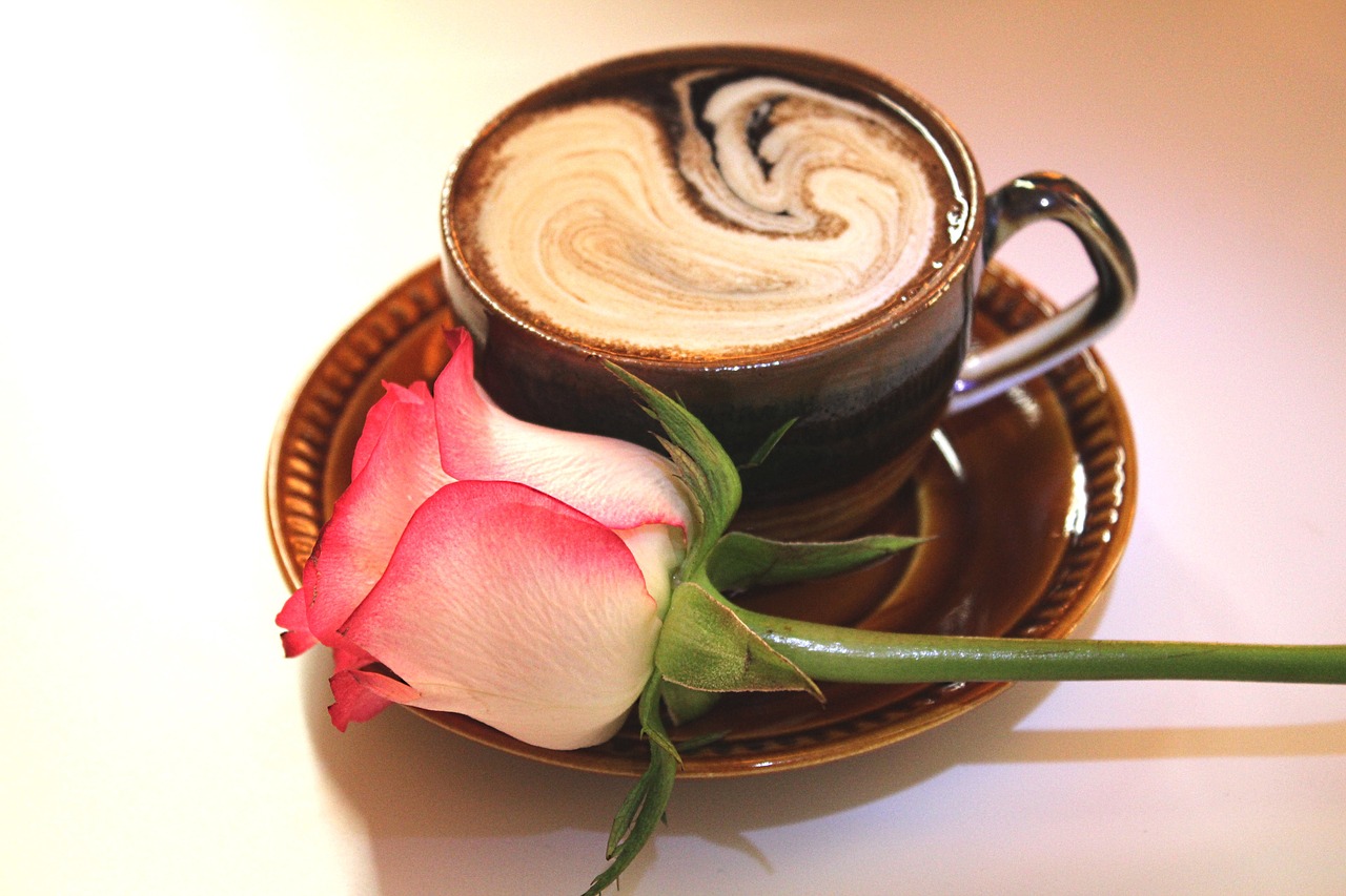 Image - rose cup of coffee drink foam