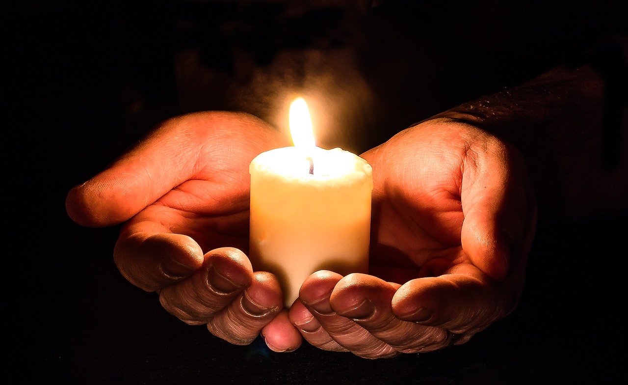 Image - hands open candle candlelight