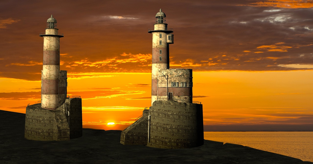 Image - lighthouse evening sunset afterglow