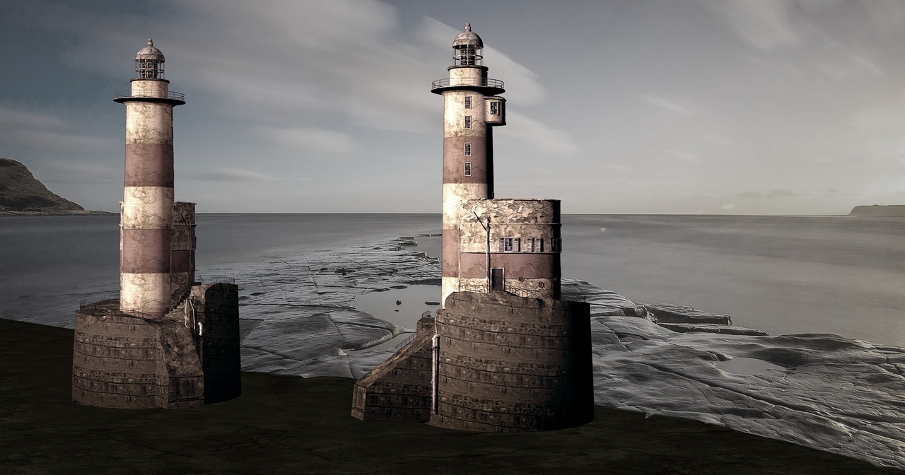 Image - lighthouse evening sunset ebb sea