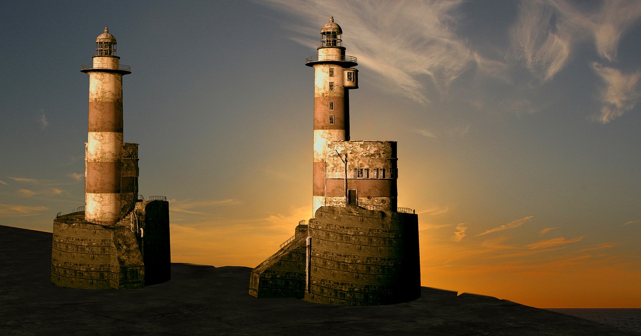 Image - lighthouse evening sunset ebb sea