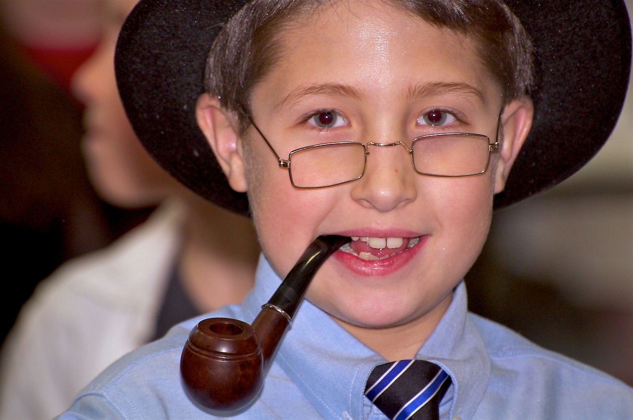 Image - boy pipe glasses tie hat play
