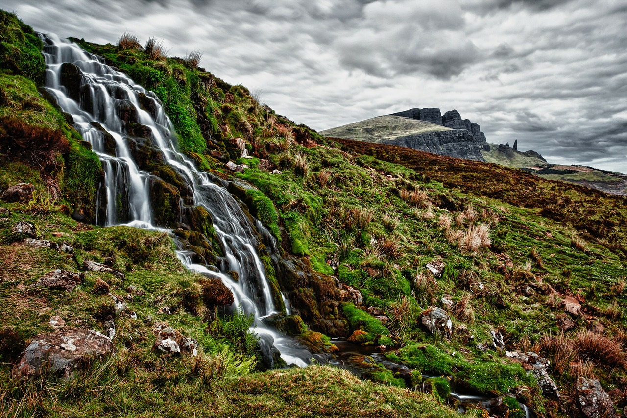 Image - waterfall trickle rock mountain