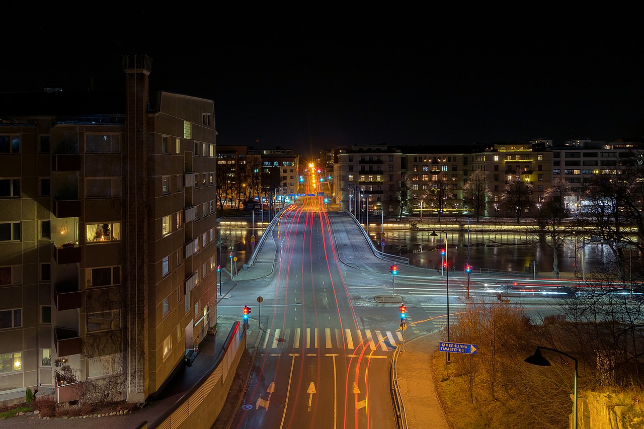 Image - traffic night city turku bridge