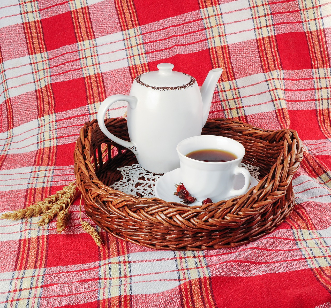 Image - tray tea mug teapot drink