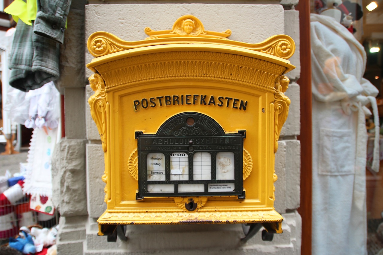 Image - post post mail box old yellow