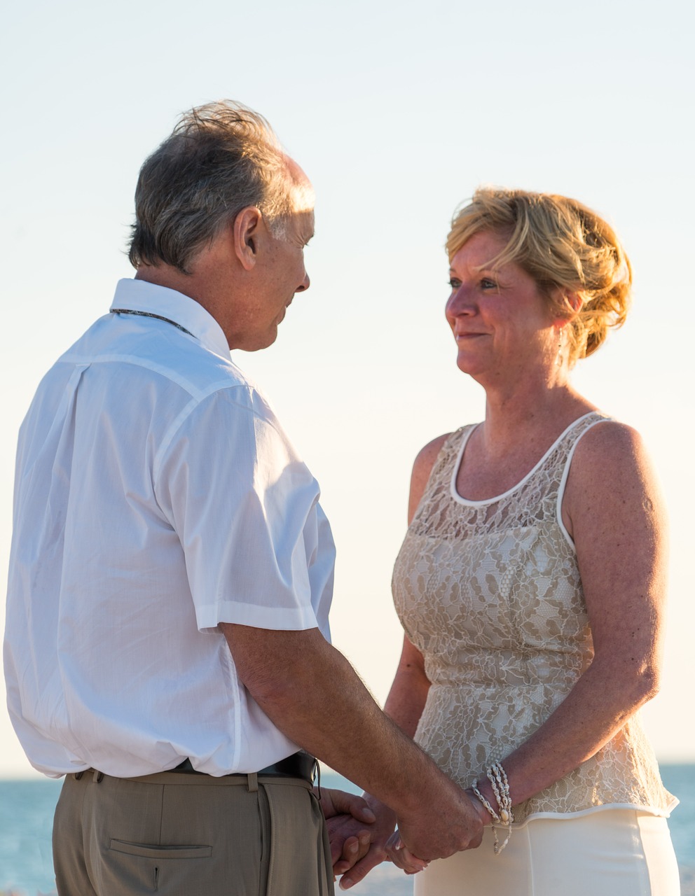 Image - beach wedding happy couple sunset