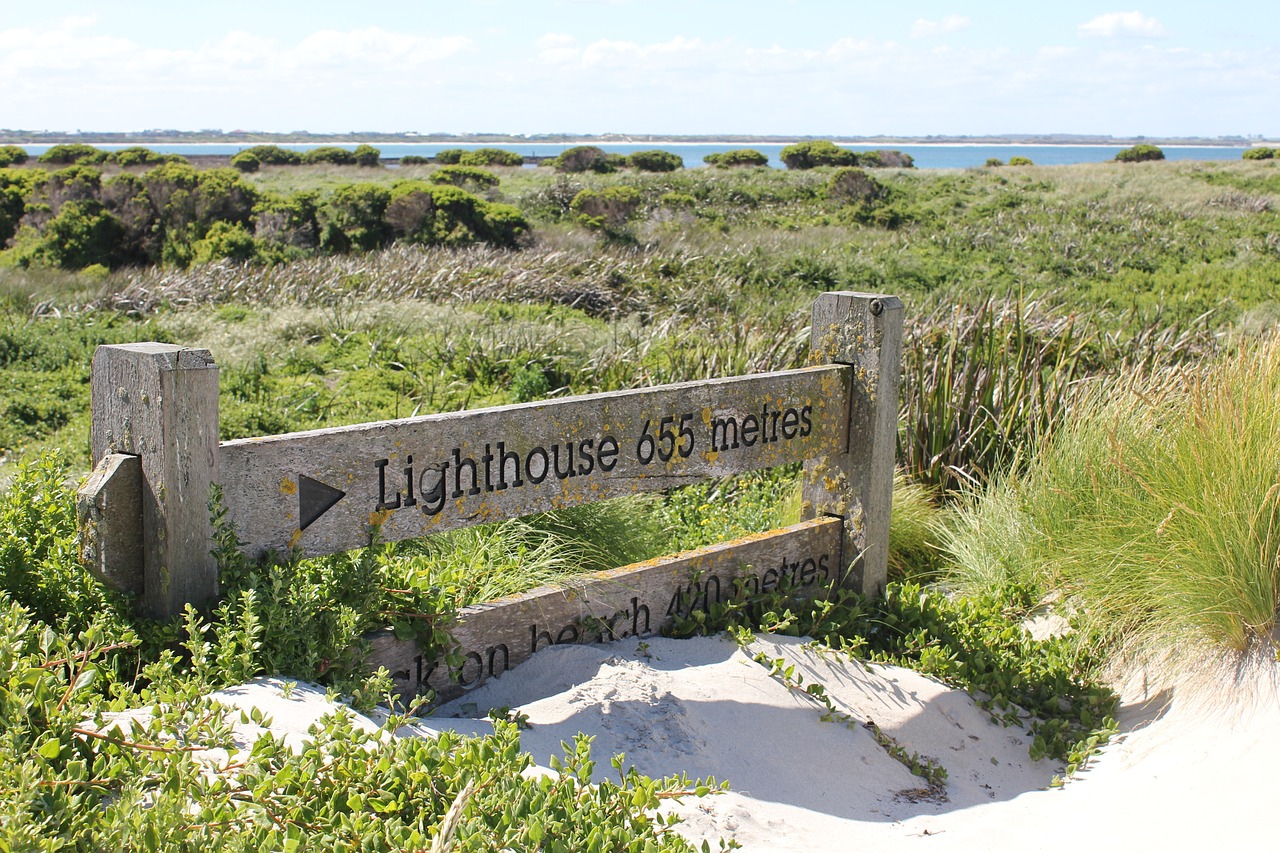 Image - lighthouse sign beach sand coast