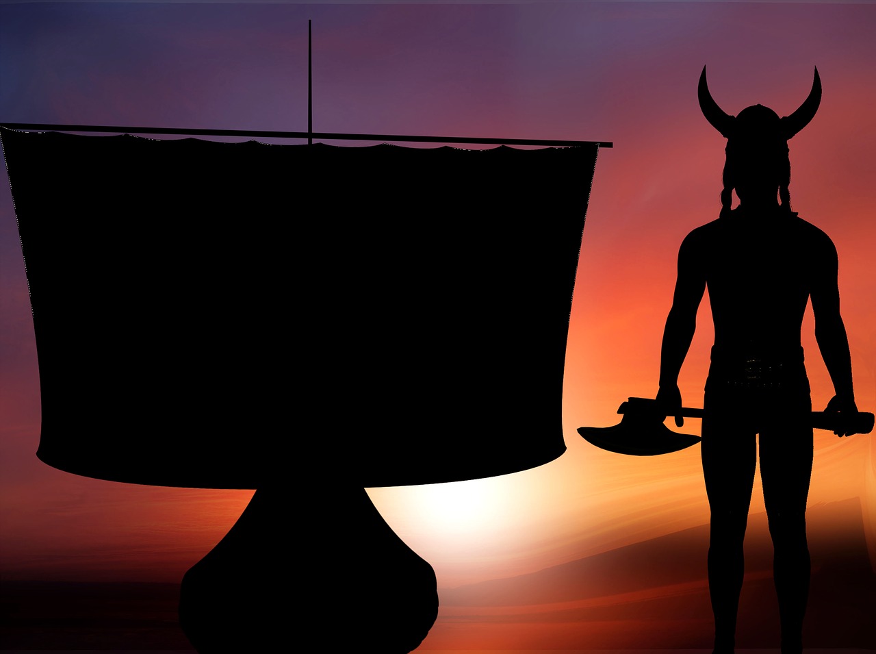 Image - silhouette viking nordmann warrior