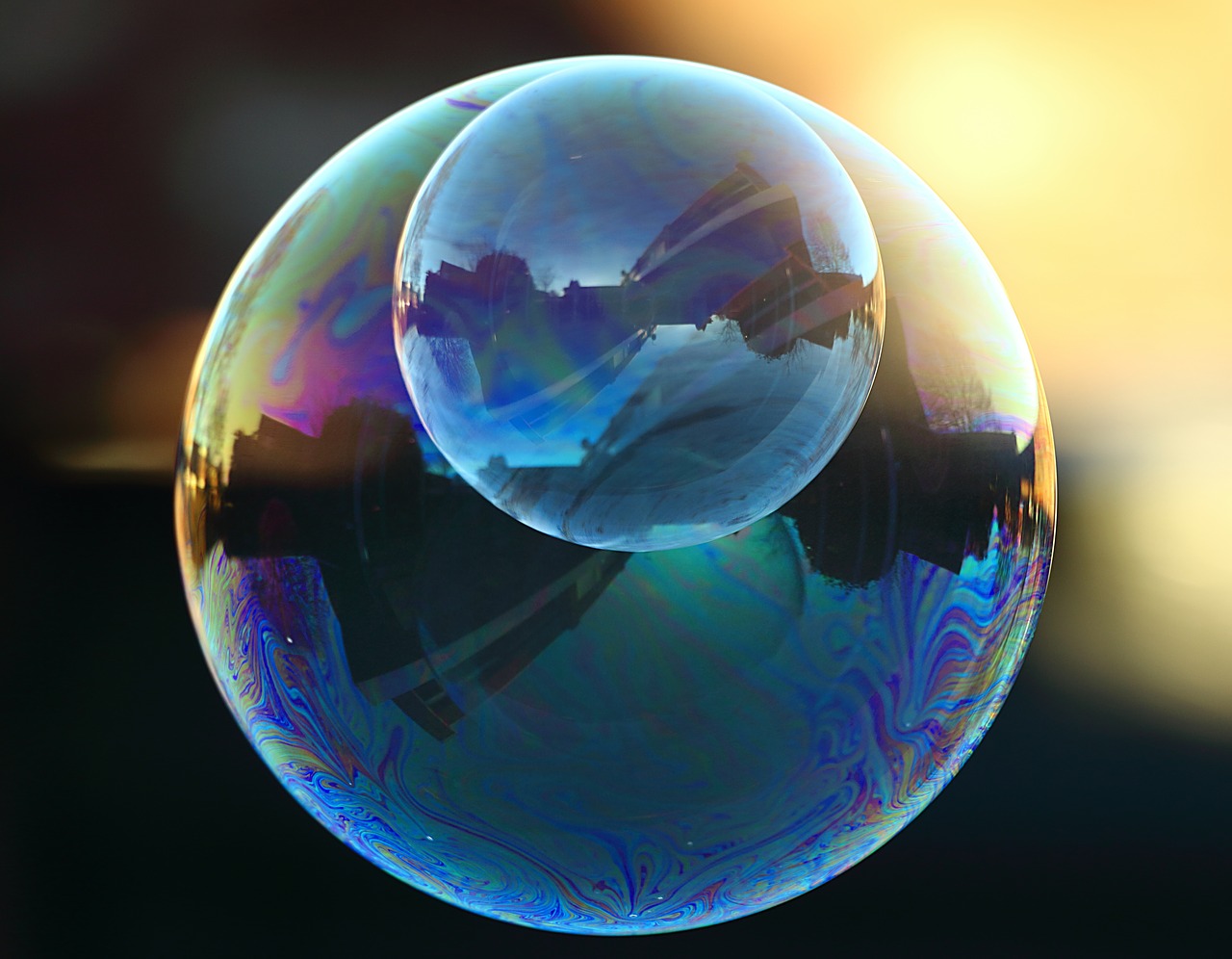 Image - soap bubble colorful mirroring