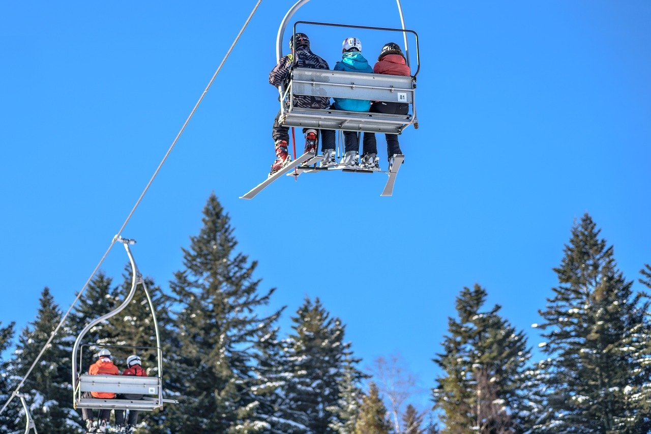 Image - ski lift skis skiers mountains