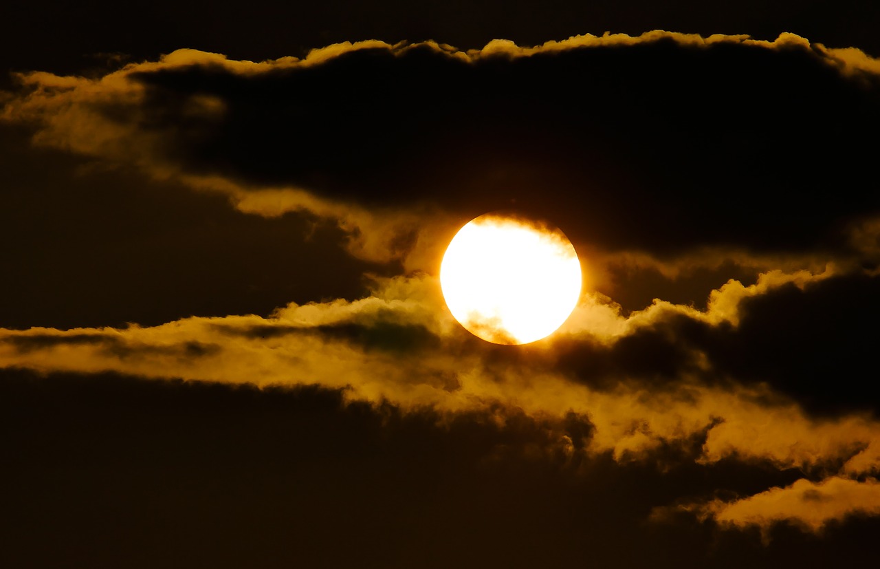 Image - nature clouds sun moon sunset sky