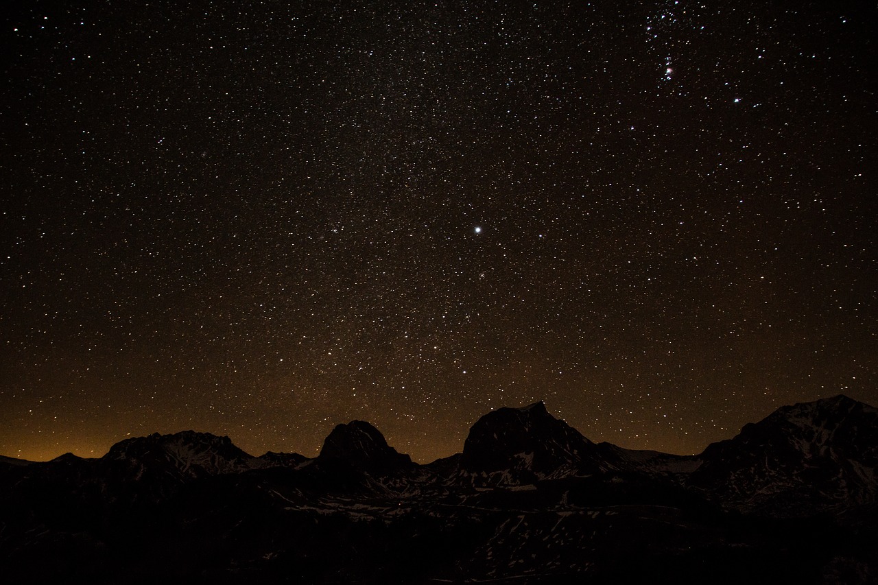Image - starry sky star mountains