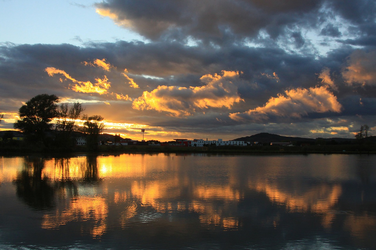 Image - lake clouds abendstimmung sunset